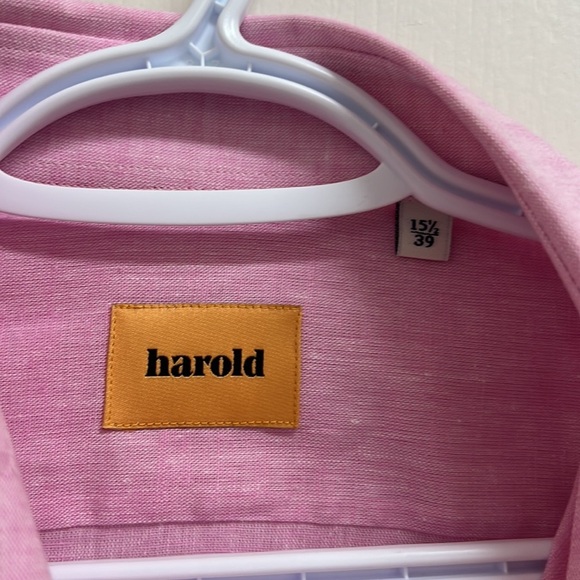 NWT Harry Ronsen Harold Slim-Fit Linen-Cotton Mélange Dress Shirt | Size 15.5/39 - Picture 4 of 6